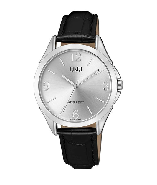 Silver Dial Black Leather